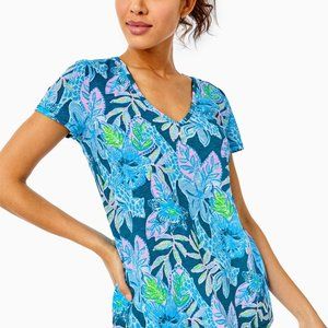 NEW WITH TAGS, LILLY PULITZER, ETTA TOP SIZE LARGE - MACAW BLUE TALL ME ABOUT IT